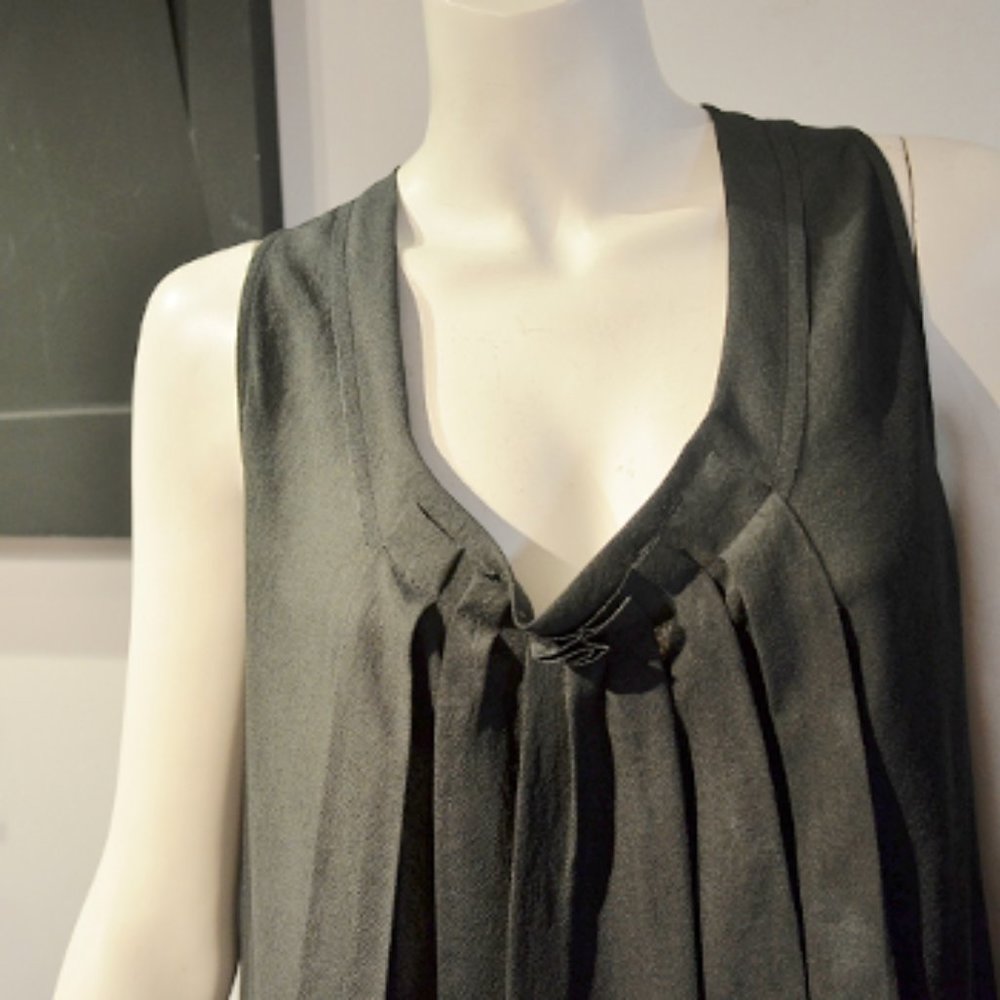 Black Crepe Smock Dress
